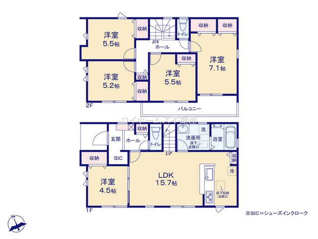 【間取り】 | 稲沢市矢合町面棒堀1395『仲介料無料』新築戸建て | 1号棟