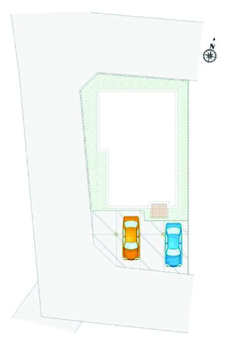 前橋市下細井町（平屋）2号棟　新築住宅の区画図|駐車場3台ご用意しています！来客時も重宝しますよ♪