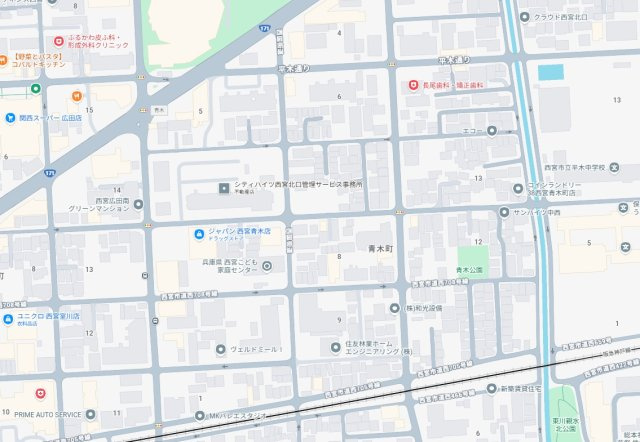 西宮市青木町　中古一戸建ての地図