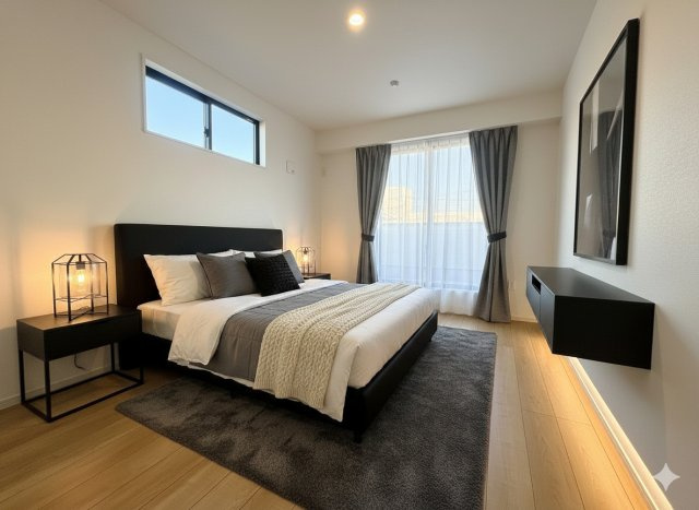 三郷市早稲田6丁目　新築戸建　全1棟の洋室|同施工会社の参考写真にCGによる画像処理を行っています。家具、小物、カーテン等はイメージはCGです。