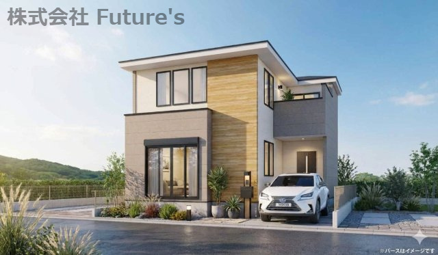 三郷市早稲田6丁目　新築戸建　全1棟の外観パース|完成予想図にCGによる画像処理を行っています。実際とは多少異なる場合がございます。