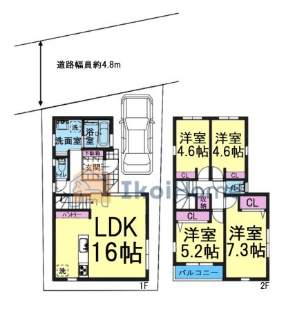 明石市魚住町清水　新築戸建の間取り|【ホームページに現地動画掲載中】●年中無休：当日予約可●リビング約16.5帖3面採光！2階洋室4部屋