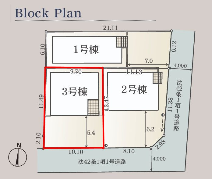 郡山市富田町大徳南第21　　　3号棟　　小山田小学校、郡山第6中学区の区画図