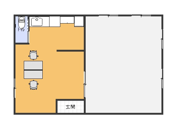 【四倉町にある駐車場広々の作業場兼事務所】の間取り