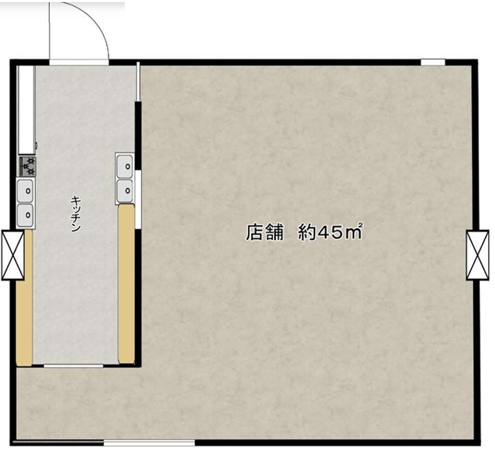 大阪市生野区桃谷２丁目の店舗一部の間取り