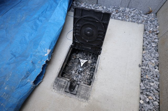 《仲介手数料無料》岩槻区大字金重109-176新築一戸建てリーブルガーデンの外観|散水栓