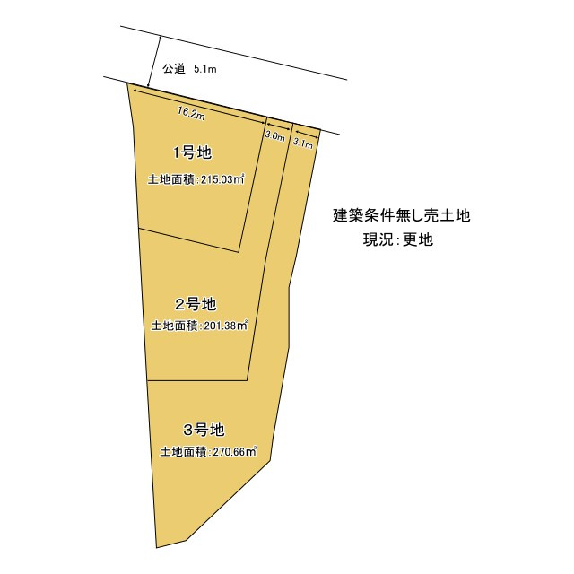 京都市左京区上高野奥小森町３号地　建築条件無し売土地の土地図
