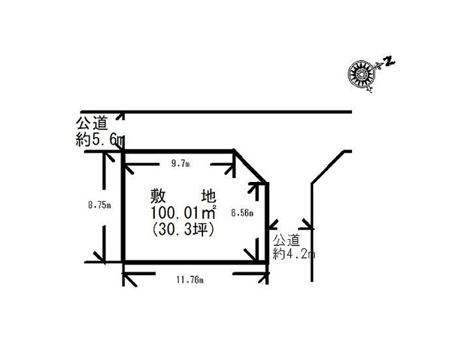 【区画図】 | 富士見市渡戸3丁目　建築条件無売地　全1区画　(ふじみ野店) | 北西×北東の開放感のある角地です。
建築条件無売地につきお好きなハウスメーカーで建築可能です！