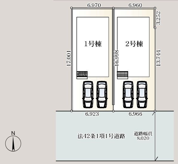 Cradle garden　熊谷市赤城町第3の区画図|図面と現況が異なる場合、現況を優先とします。【2号棟】