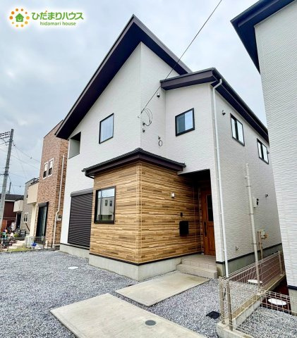 野田市山崎23期　新築戸建　1号棟の外観|デザイナーズのようなお洒落な外観です(^^♪				
