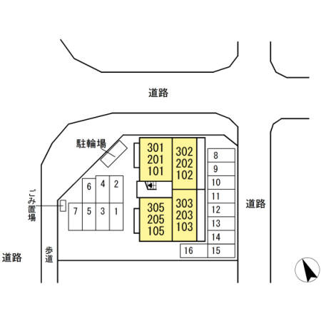 熊本市南区城南町さんさん２丁目のアパートの区画図