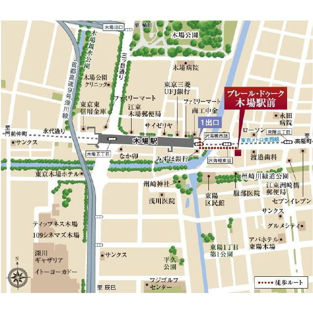 プレール・ドゥーク木場駅前の地図