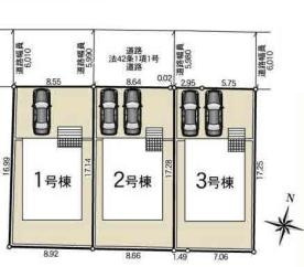 久喜市青毛第3　新築一戸建て　03　クレイドルガーデンの区画図|全3棟
