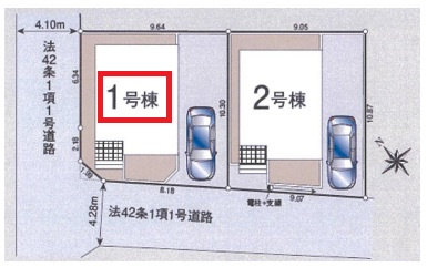 入間市東町1丁目・全2棟　新築一戸建　1号棟　～角地～の区画図|【全2棟・1号棟】北西×南西角地につき陽当たり・通風良好！