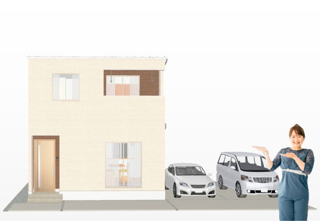 東野5丁目の新築のおうち③　松山市東野5丁目新築戸建の外観|外観パースです。