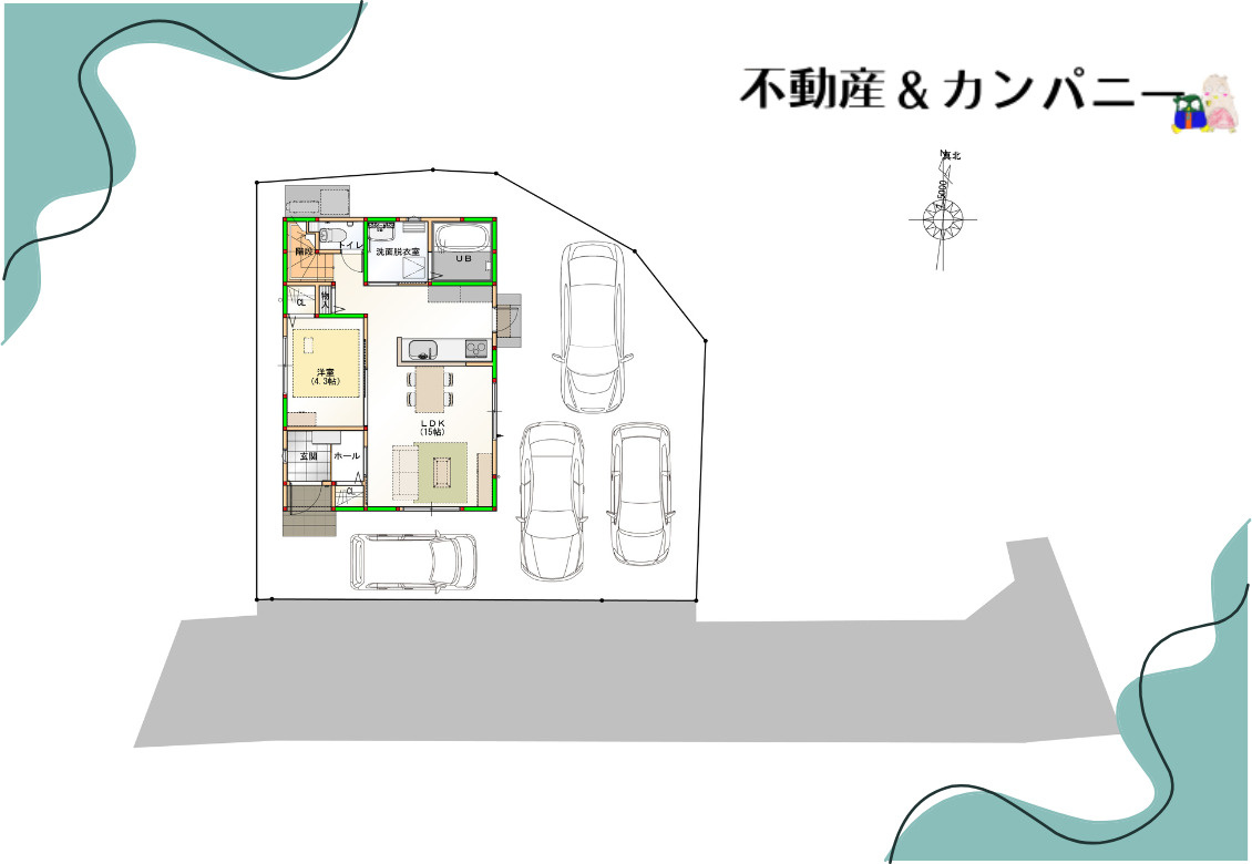 東野5丁目の新築のおうち③　松山市東野5丁目新築戸建の区画図
