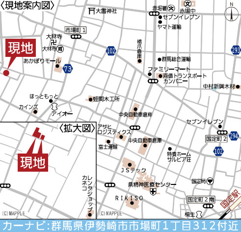 伊勢崎市市場町第９　１号棟(全４棟)　クレイドルガーデン　新築建売分譲の地図
