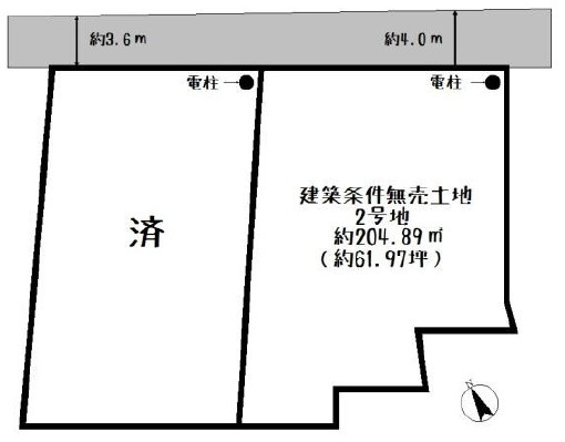 野洲市吉川2号地　建築条件無し売土地の土地図