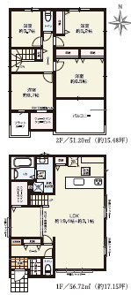 平塚市御殿2期　新築戸建　全5棟3号棟の間取り