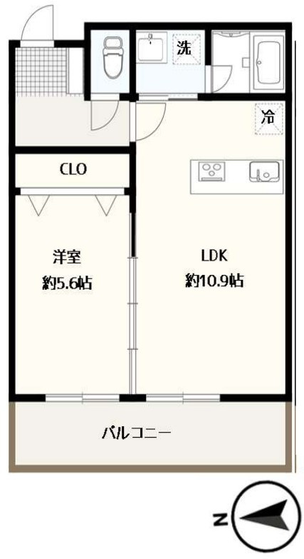 パインクレスト信濃町の間取り|パインクレスト信濃町：西向き！バス・トイレ別１ＬＤＫリノベーション物件は全居室収納・窓が付いております！