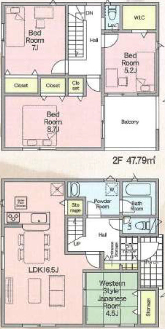 高崎市吉井町吉井川第3（全5棟）1号棟の間取り