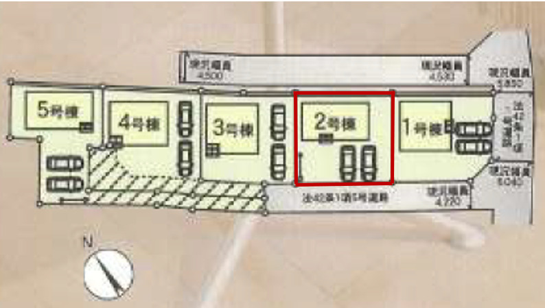 高崎市吉井町吉井川第3（全5棟）2号棟の区画図