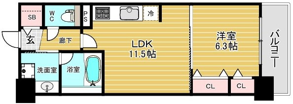 グランセジュール大国町の間取り