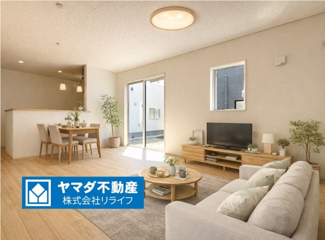 【商談中】クワイエ　大垣市平町第２　全4区画分譲の居間・リビング|※家具はCGによるイメージ　フローリング材は木目調でナチュラルな美しさ。様々な傷やクラックの発生を大幅に抑える特殊加工済みです。
