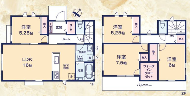 【間取り】 | 島田市中河 新築一戸建て A号棟 | 効率的かつ暮らしのことをしっかり考えた間取りです