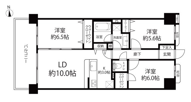 ファミール西台の間取り|専有面積69.03㎡の3LDK+2WIC 1階には無償のトランクルームがあり、収納も豊富です