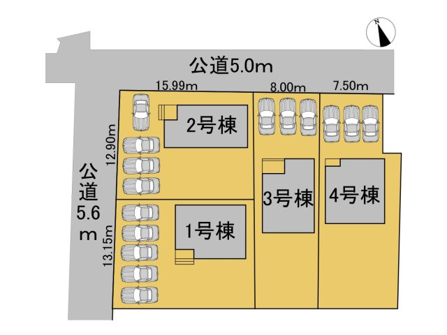 クワイエ　大垣市平町第２　全4区画分譲の区画図|■区画図
■YAMADA電機の　ヤマダ不動産　株式会社リライフ　
いつでもお問合わせ下さい。