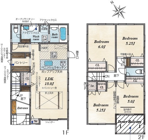 栗東市綣7丁目2号棟　新築戸建ての間取り