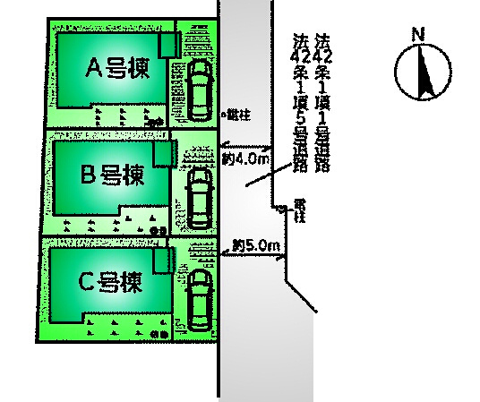 調布市深大寺元町４丁目 京王線 調布駅 新築戸建の区画図