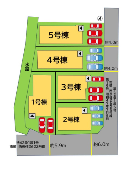 【区画図】 | 福岡市南区西長住2丁目2期　5号棟（全5棟）【仲介手数料無料・0円】 | 区画図です。5号棟