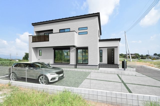 新築　高崎市金古町 全11区画　10号棟の外観パース|現地写真　ポストと一体型のTVモニターホンでセキュリティ安心！嬉しい宅配ボックス付き♪