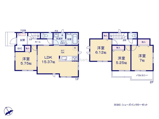 水戸市堀町　新築戸建　A号棟の区画図