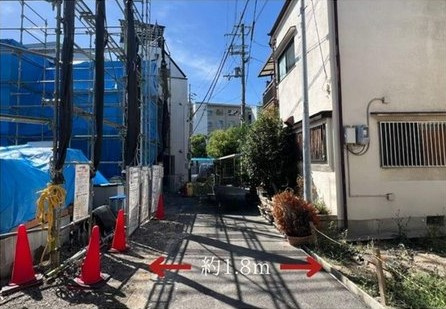 大阪市旭区清水5丁目　土地の前面道路含む現地写真