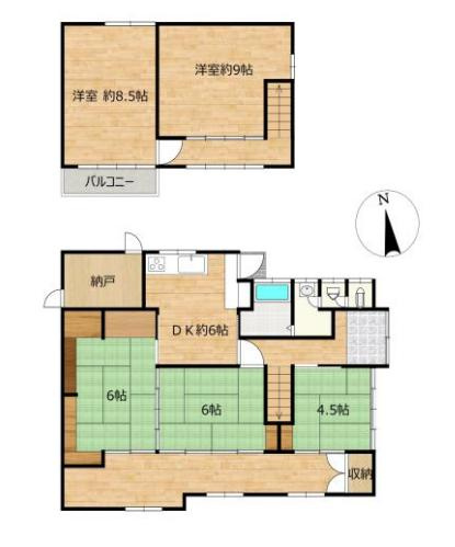土浦市小岩田東２丁目　中古戸建の間取り