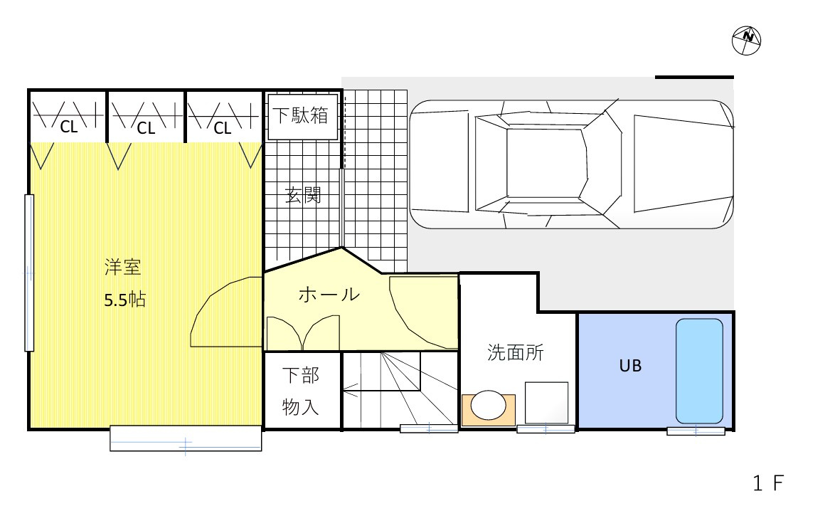 板橋区泉町　中古戸建の間取り|1階間取図