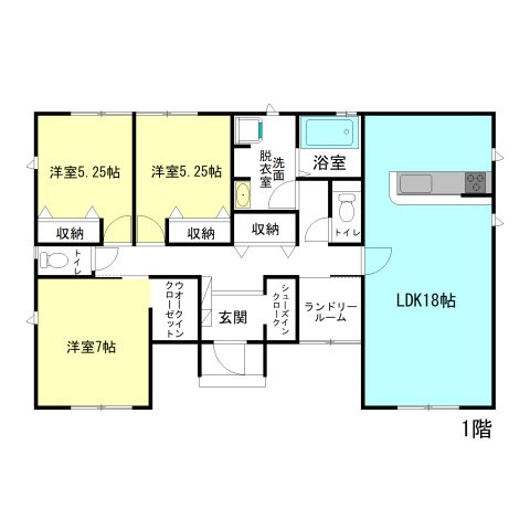 【間取り】 | グラファーレ榛東村新井ー① | 人気の「平屋」住宅登場です！
3LDK＋ランドリースペース付きの間取り！