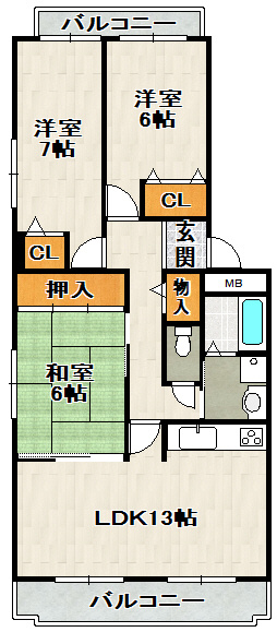 エスペランサ宝塚弐番館の間取り