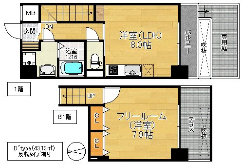 大阪市鶴見区鶴見５丁目の賃貸マンションの間取り