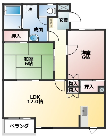 エトワールハイムの間取り|間取りは反転タイプとなります。