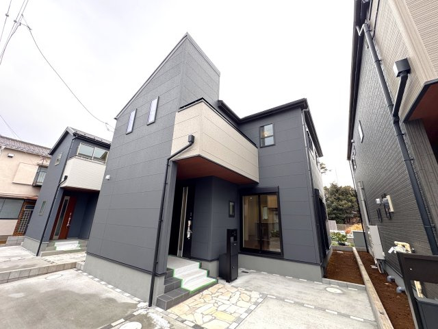 松戸市千駄堀新築戸建【寒風台小学校：10分】の外観|2号棟外観・完成済み内覧可能です！