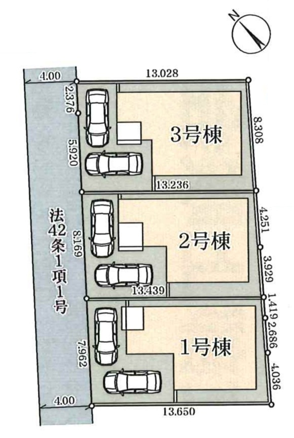 松戸市千駄堀新築戸建【寒風台小学校：10分】の区画図|区画配置図
