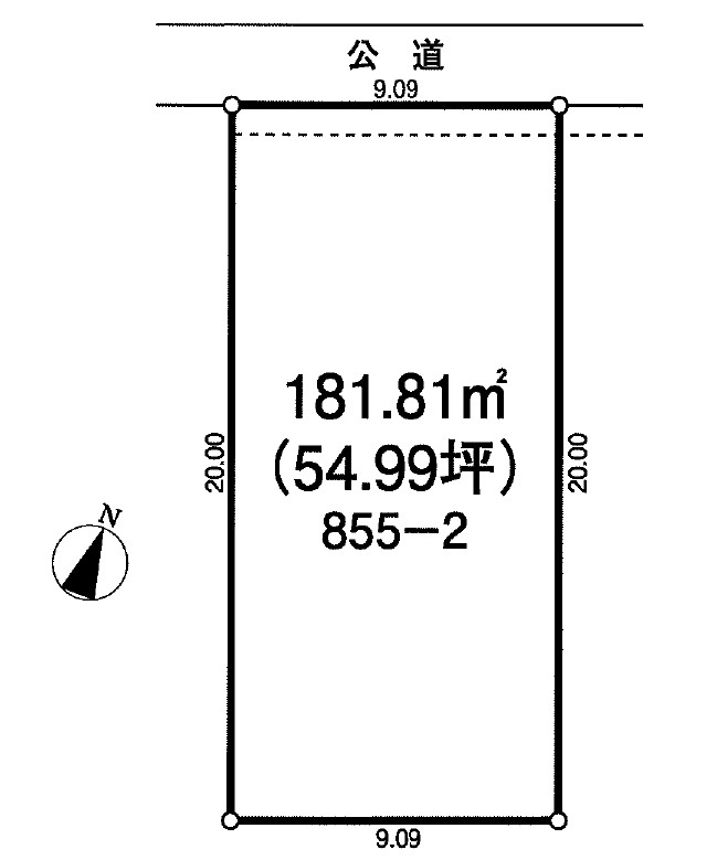 敷地面積54.99坪　売地　川越市小中居