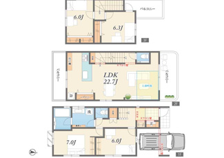  | 新築戸建　西荻窪第三期2棟 | 1号区　22帖のLDK、各居室6帖以上の4LDK