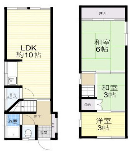 田井町リノベ貸家の間取り