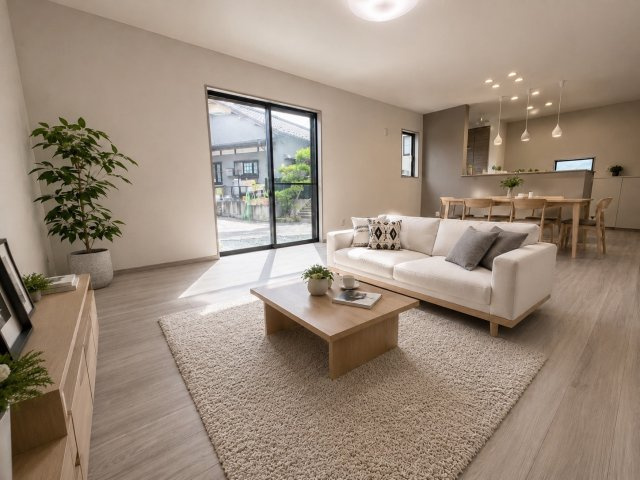 【居間・リビング】 | 【LDK　CG家具設置イメージ】
※画像に含まれる家具家電はCGで作成されたイメージです。実際の物件には付帯しません。