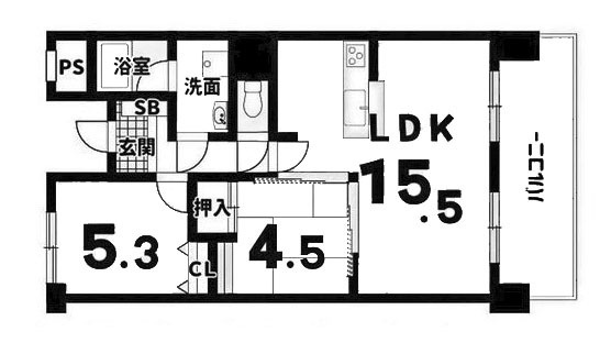 【間取り】 | デルフィ西大路 | 専有面積58.58㎡